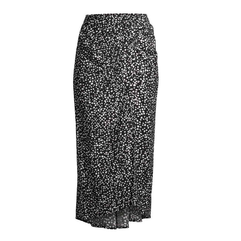 Scoop Black and White Printed Asymmetric Midi Skirt